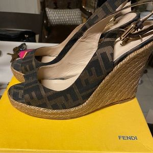 Authentic Fendi Zucca Monogram wedge sandals